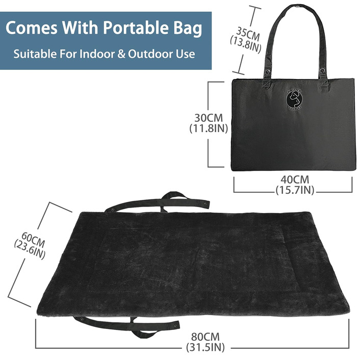 Водонепроникний килимок для котів та собак Kritter Planet, складаний, миючий, 80 x 60 см, чорний