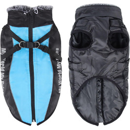 Теплий зимовий одяг для собак: куртка з шлейкою для маленьких, середніх та великих собак. Яскрава зимова куртка 6XL блакитного кольору
