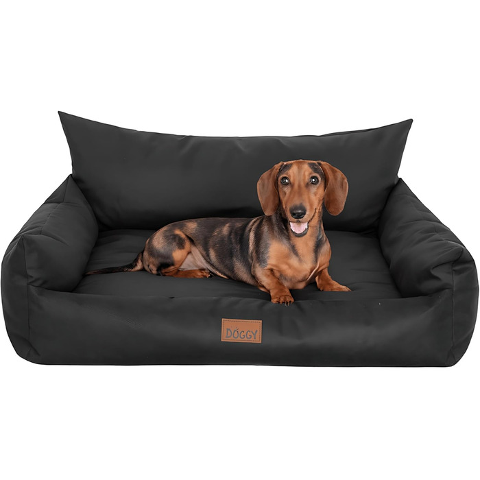 Водонепроникне ліжко для собак великих і середніх порід - диван-ліжко для собак Joker, знімний килимок, чорний колір, 64x49 см, Oeko-Tex сертифікат