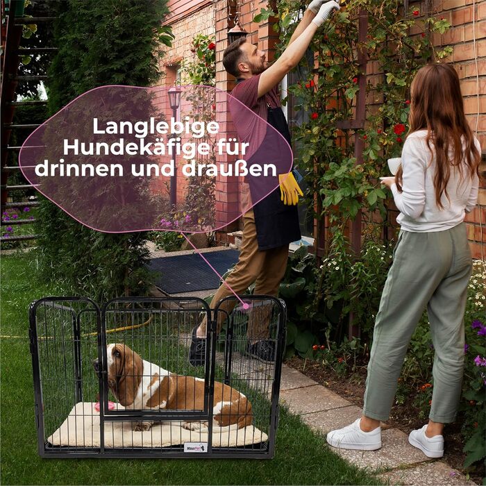 MaxxPet вольєр для цуценят із підлогою, складаний манеж для собак, регульований, 4 панелі, 93x61x63 см, чорний
