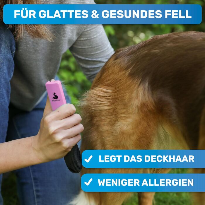 Камбі для вичісування собак та котів BluePet Profi - для видалення ковтунів та розплутування шерсті (ліворука, рожевий)