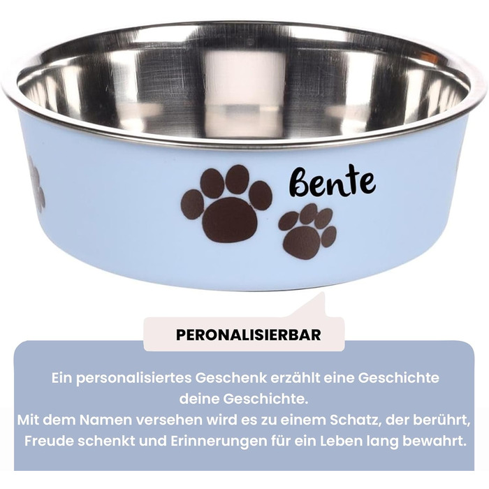 Миска для собак з нержавіючої сталі Petslino Hellblau XL, 2200 мл, з гравіюванням, антиковзаюча, для великих собак