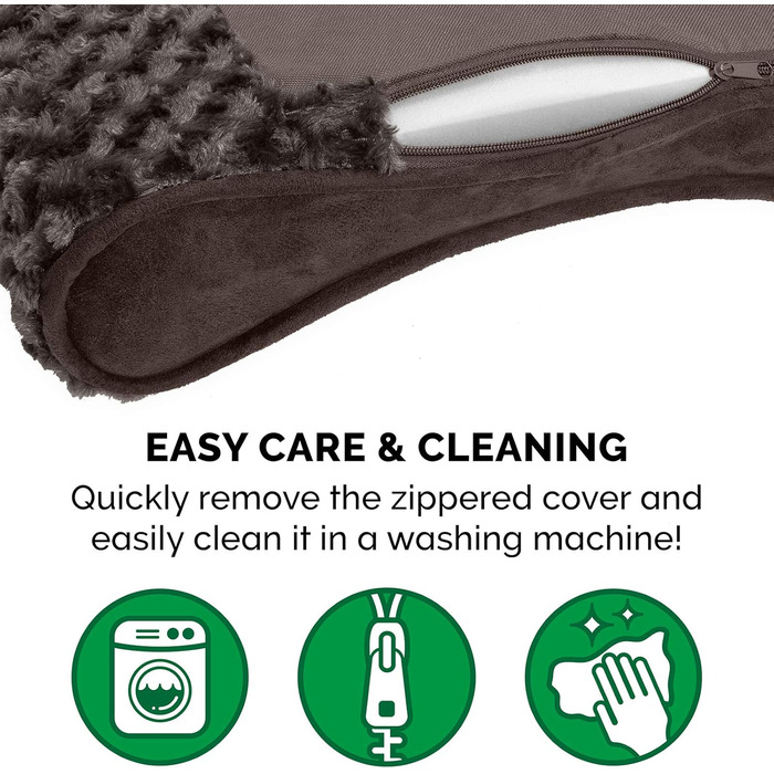 Ліжко для собак Furhaven з Memory Foam, велике/середнє, знімний, пральний чохол, до 17,2 кг, штучне хутро та замша, шоколадно-коричневе, 91x61x14 см