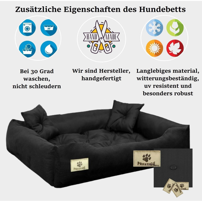 Кругле ліжко для собак середніх порід King Dog, 75 x 65 см, чорне, водонепроникне, з ортопедичним наповнювачем