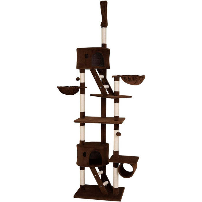 Драбина для котів Lionto XXL з сизалю та плюшу, 230-250 см. Комплектація: іграшкові м'ячики, дзвіночки, гамак, тунель, печера. Підходить для котів будь-якого розміру, колір: коричневий