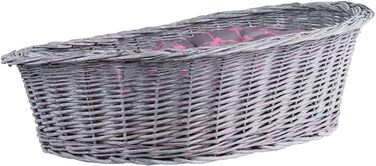 Плетене ліжко для собак та котів з лози (50x36x16 см, сірий)