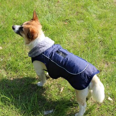 Флісова нашийникова стрічка JoyDaog для собак середніх порід, водонепроникна куртка для собак з бавовняної тканини для холодної зими (XL, Синій)