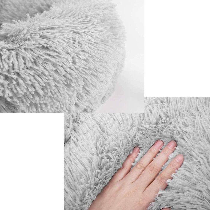 Кругле ліжко для собак та котів, велике, м'яке, сіре (70 см)