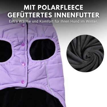 Зимова куртка для собак Spark Paws Warmshield™ XXL, флісова, водовідштовхувальна, вітрозахисна, з відбивачами, для середніх і великих порід, парка для захисту від холоду, лілова