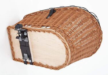 Велосипедний кошик для собак Tigana з натуральної лози, для багажника, 60x39 см, з ґратами, XXL, з подушкою, дерев'яною вставкою