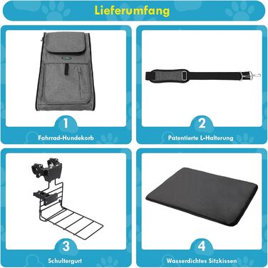 Корзина для собак на велосипед до 10 кг з L-подібним кріпленням Φ8см, складана корзина для велосипеда 4 в 1: рюкзак, сумка через плече, автокрісло, з м'якою подушкою, сітчастими вікнами та світловідбиваючими смугами