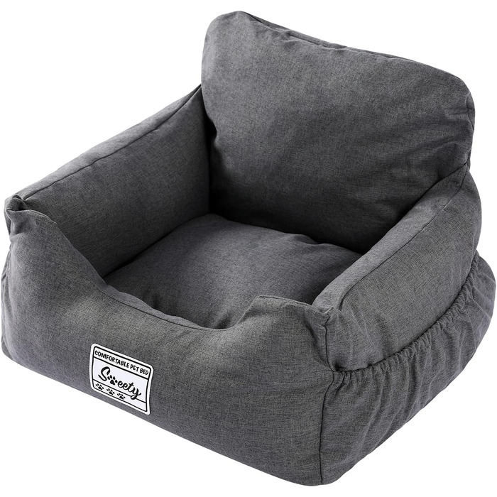 Автокрісло для собак Petpela з безпечним ременем, м'яке, водонепроникне, антиковзаюче - для малих та середніх собак (сірий)