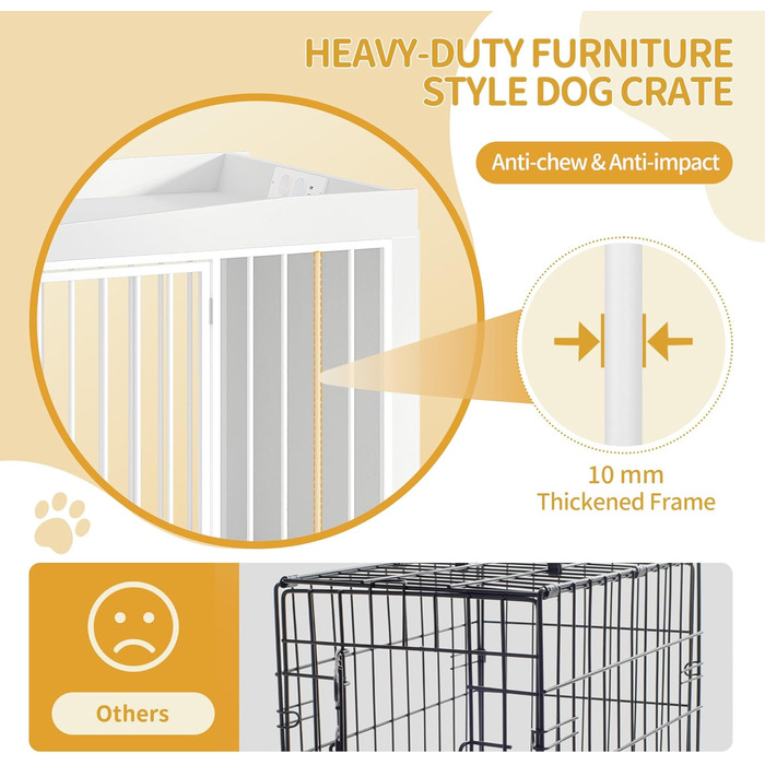 Сучасна собача будка Hzuaneri з USB та розеткою, 2 двері, 90x63x79 см, біла