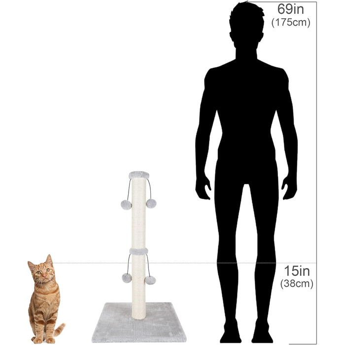 Дім-кігтеточка для великих котів Dimaka, 86 см, з іграшкою, сірий колір