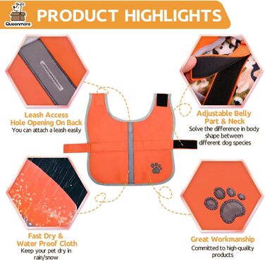 Водонепроникний теплий одяг для собак Queenmore, двосторонній, фліс, розміри XS-XL