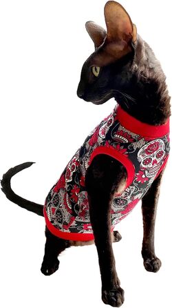 Футболка Kotomoda Sphynx для котів Sphynx, червоний череп (XS)