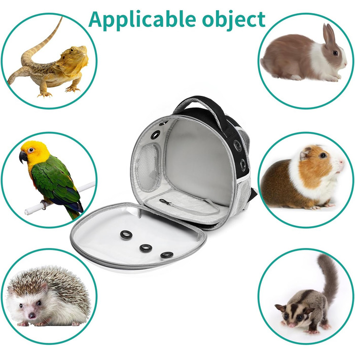 Рюкзак для перенесення домашніх тварин Ioview: для хом'яків, морських свинок, птахів, котів, кроликів, черепах, їжаків. Чорний, дихаючий
