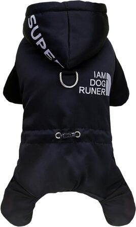 Чорний теплий зимовий куртка-комбінезон для собак Izefia, бавовна, для маленьких та середніх собак, XXL (довжина спини 37 см)