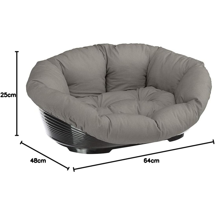 Ліжко для собак Ferplast - зручне диван-лежанка для котів та собак. Сірий кошик з м'якою подушкою, 64 x 48 x 25 см.