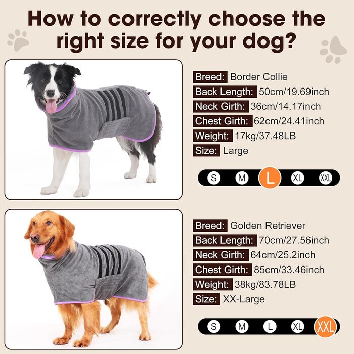 Рушник для собак, мікрофібра, середні та великі породи - сірий, швидке сушіння, супер вбирання, для собак та котів (фіолетовий, XXL), 2 сторони сірий/фіолетовий