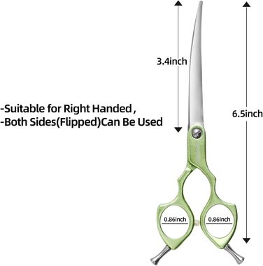 Професійна вигнута фен-ножиці для собак 16,5 см, 440C, нержавіюча сталь, з легким алюмінієвим руків'ям