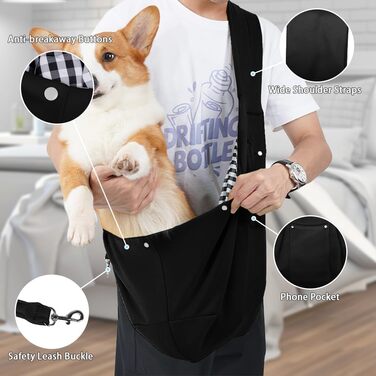 Сумка-переноска для собак до 7,5 кг, чорна. Зручна переноска для вигулу та подорожей