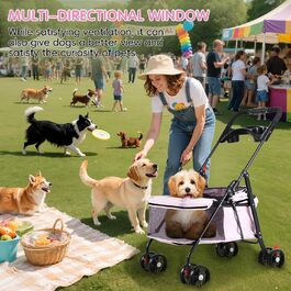 Дитяча та тваринна коляска 4-Rad, рожева. Легка, з поворотними колесами та дихаючим мережем. Ідеальна для прогулянок з дітьми та домашніми тваринами.