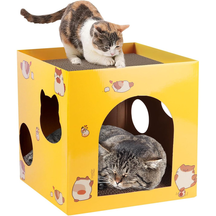 Картонна кігтеточка для котів, будиночок-кігтеточка 30x30x30 см, кігтеточки для котів, будиночок для котів з гофрокартону