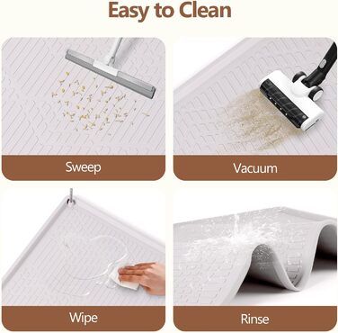 Килимок для котячого туалету Bartuke з іграшкою-м'ячиком, 86 x 56 см, силіконовий, контролює розсипання, м'який для лапок, легко миється (Білий)