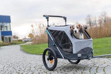 Велопричіп для собак TRIXIE 46×50×67 см, до 22 кг, зі світловідбивачами, складаний, з подушкою та повідцем