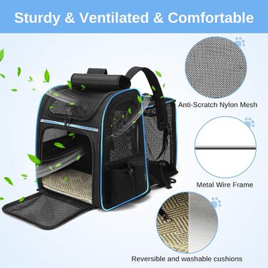 Рюкзак для кота та собаки Dogat: зручний, дихаючий, розкладний, з сіткою, чорний