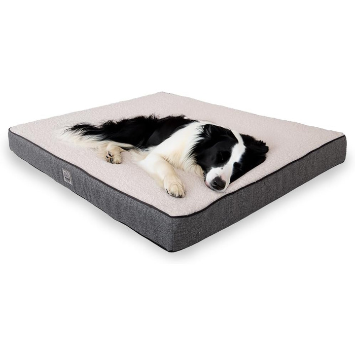Ортопедичне ліжко для собак середніх порід, вологостійке, з ультрам'якою піною, знімний, пральний чохол та антиковзаюча підкладка, білий та сірий, розмір Medium (31.4'L x 23.6'W x 3.1'Th)