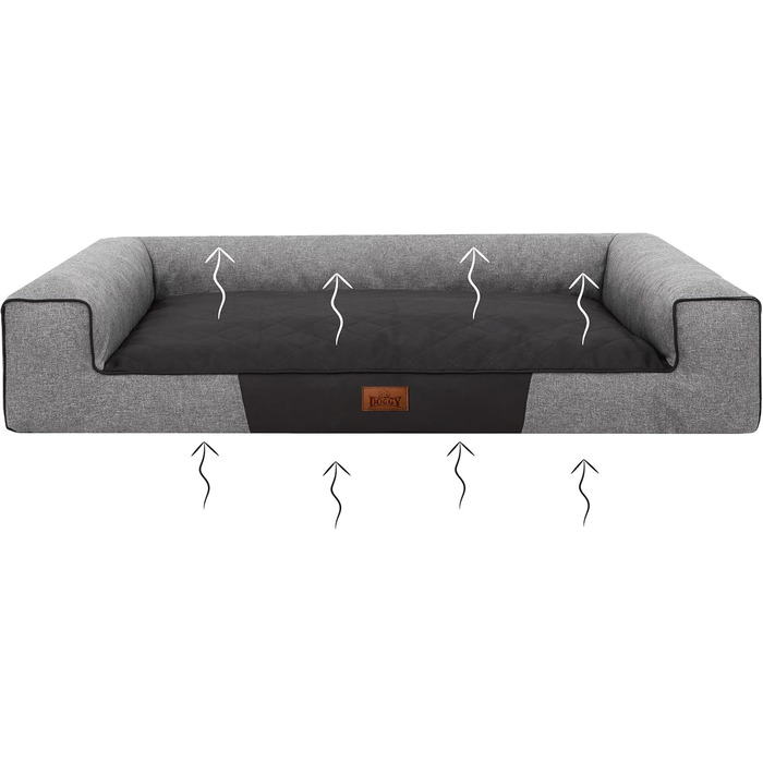 Лежанка для собак, велика (XXL), 118 x 78 см, сіра, з екологічного льону