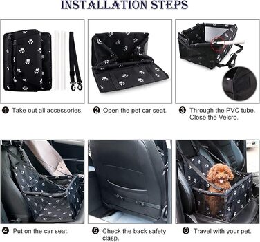 Автомобільний аксесуар MENGQI для собак: водовідштовхуючий, дихаючий килимок-підстилка для автомобіля, безпечний бустер, зручна переносна сумка (чорний/білий)