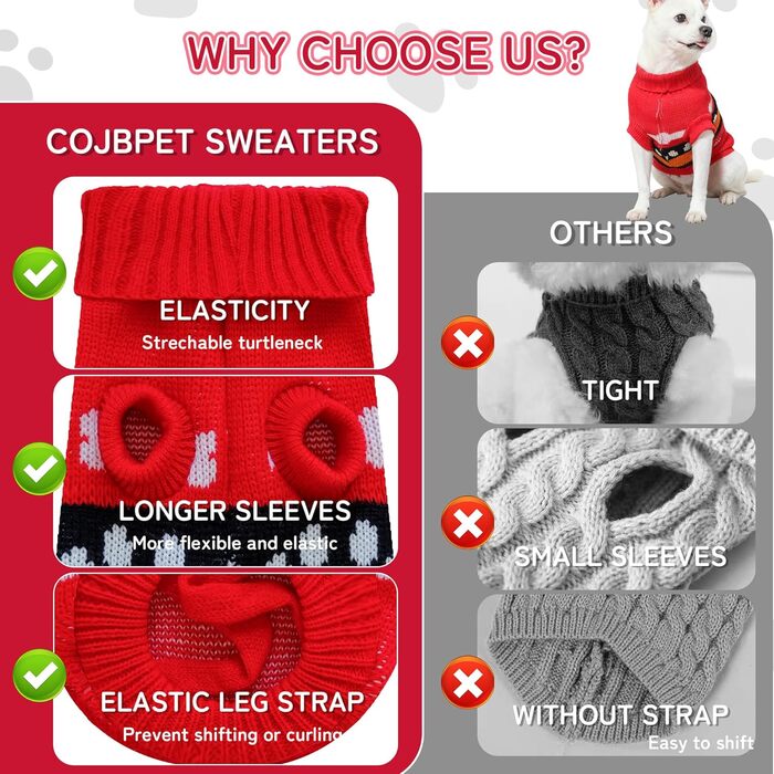 Світер для собак, рогатий, теплий, м'який, для відпочинку, коти, зимовий одяг для цуценят, теплий в'язаний одяг для маленьких собак та котів, з малюнком кісток, розмір S 10