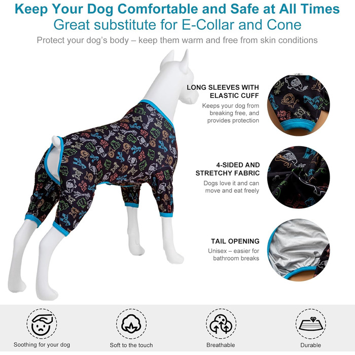 Піжама для собак LovinPet Dobermann, розмір XXL, захист від сонця, дихаючий матеріал, принт 'Джунглі'