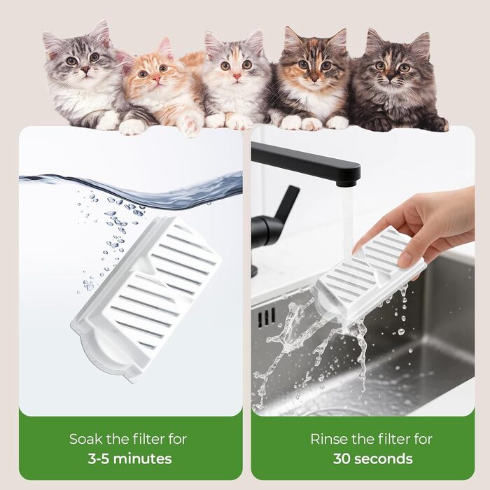 Керамічний фонтанчик для котів 2.2л з автоматичною подачею води, тихий насос та 6 фільтрів