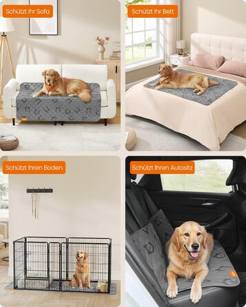 Водонепроникний килимок для собак Feandrea, 135 x 76 см, захист для авто/дивану, машинне прання, антиковзаюча підкладка, стеганий дизайн, сірий (PPB024GD01)