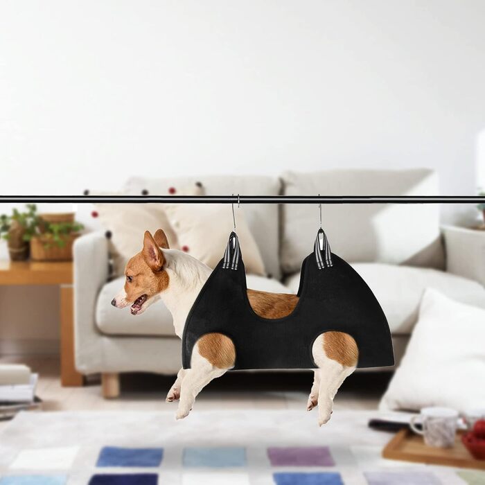 Гамак для собак з S-гачками. Гамак для собак та котів, грумінг, догляд за шерстю, купання (Чорний, до 35 кг)