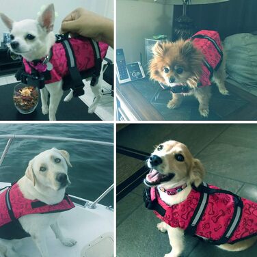 Жилет для собак Snik-S з світловідбиваючими смугами та регульованим поясом, плаваючий жилет для собак з короткою мордою (Мопс, Бульдог, Пудель), XS, рожевий