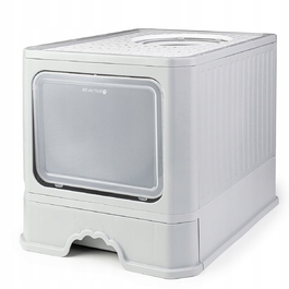 Закритий лоток-туалет для котів Be-Active.pl сірий, з висувною шухлядою та лопаткою