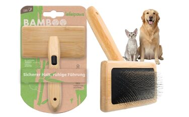 Дерев'яна щітка для собак та котів з довгою та короткою шерстю, для догляду за шерстю, вичісувальна щітка проти підшерстка та ковтунів, ручна щітка для собак з неслизькою ручкою, м'який догляд