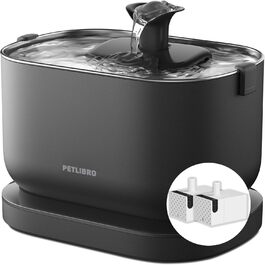 PETLIBRO фонтанчик для котів з акумулятором 5000mAh, бездротовий, тихий (23dB), BPA-free, з двома помпами, чорний