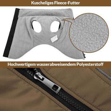 Зимовий теплий водонепроникний теплий одяг для собак Konvinit, розмір L, колір коричневий (обхват грудей 62 см)