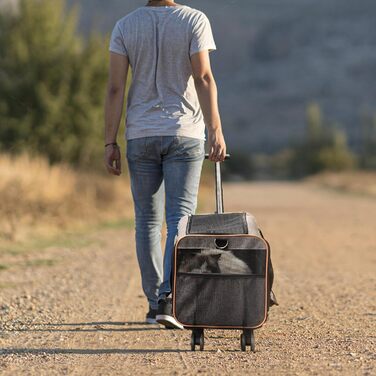 Тролей для собак VEVOR, розкладний, до 15,8 кг, з сумкою для зберігання, 4 колеса, з оксфорду 600D, сірий, ідеальний для подорожей