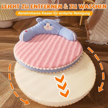 М'яке кругле ліжко для котів ALLSOPETS, рожеве. Зручне, тепле, знімний чохол для котів, кошенят та маленьких собак