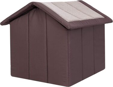 Будка для собак та котів XL 60x55 см, лежак-будиночок, капучино з коричневим, м'який будинок для тварин