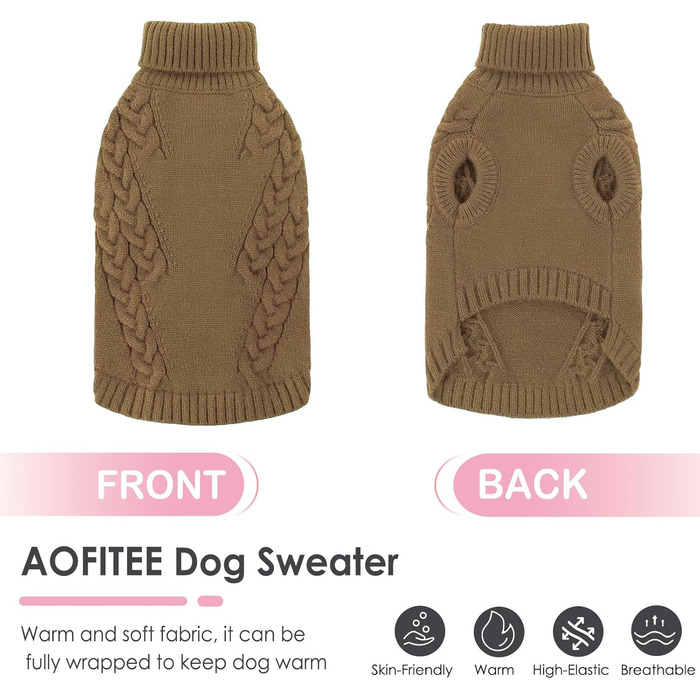 Пуловер для собак AOFITEE, коричневий