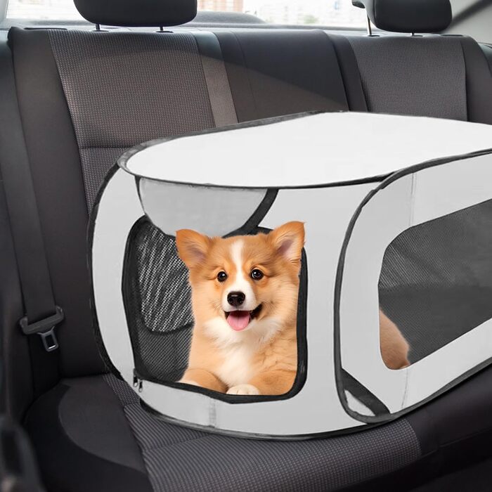 Переносний вольєр для собак та котів у машину, складаний вольєр для тварин, дихаюча сітка для дому, вулиці, кемпінгу, подорожей, вольєр для тварин