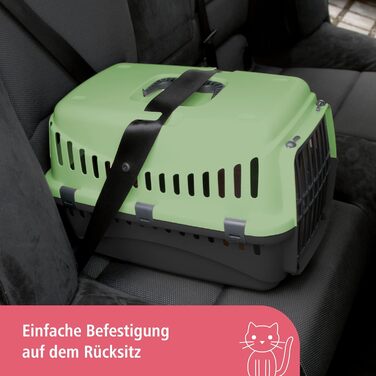 Kerbl Pet Transportbox Expedion: переноска для тварин 45x30x30 см, для котів, собак, кроликів до 10 кг, пластик, зелено-сіра